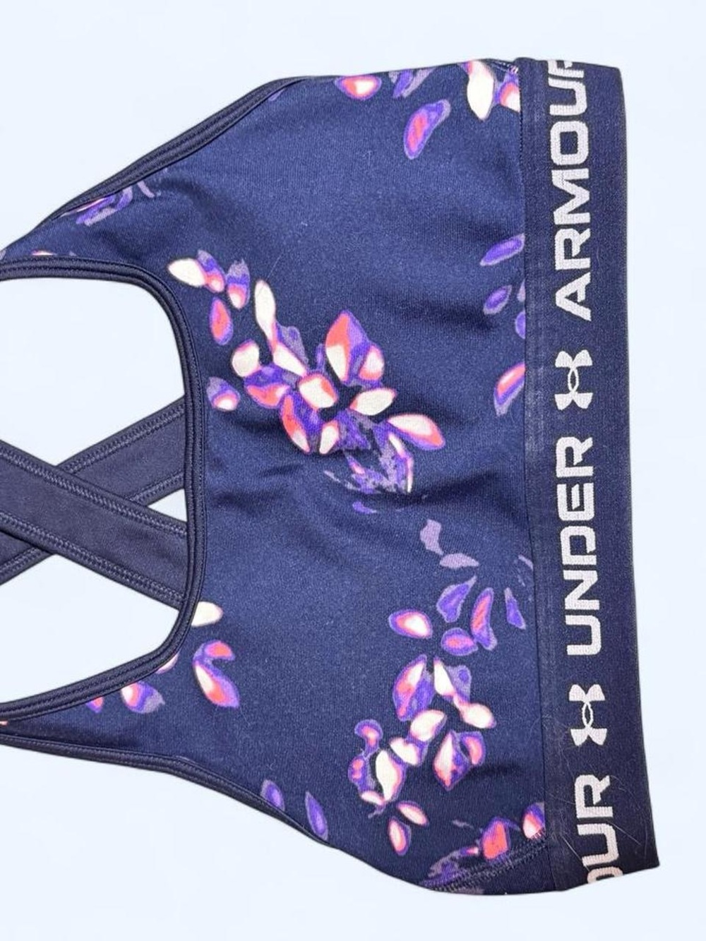 Under Armour Navy Floral-Accent Crossback Sports Bra